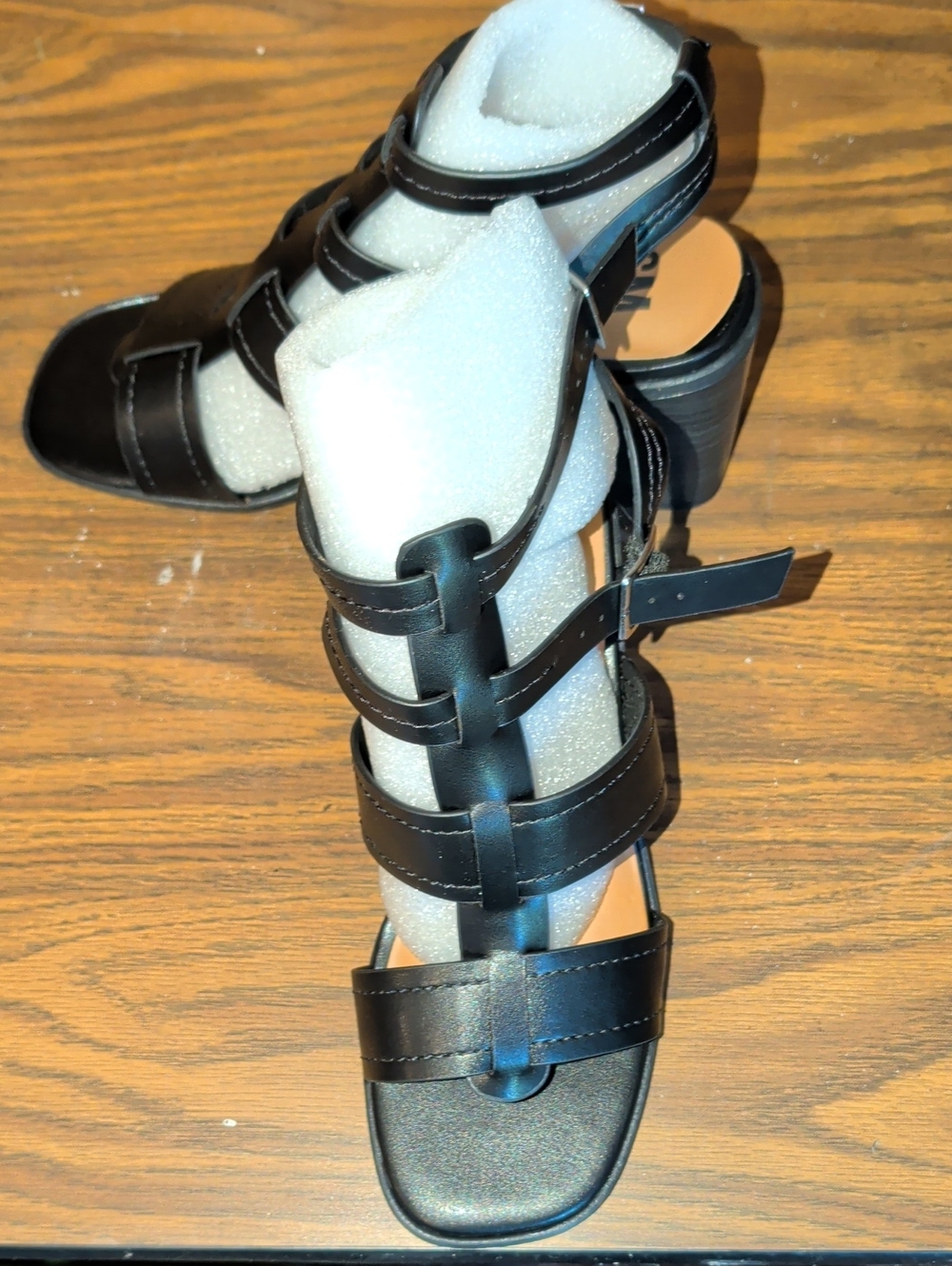 SM New York Women's Black Strappy Block Heel Sandals - Size 8